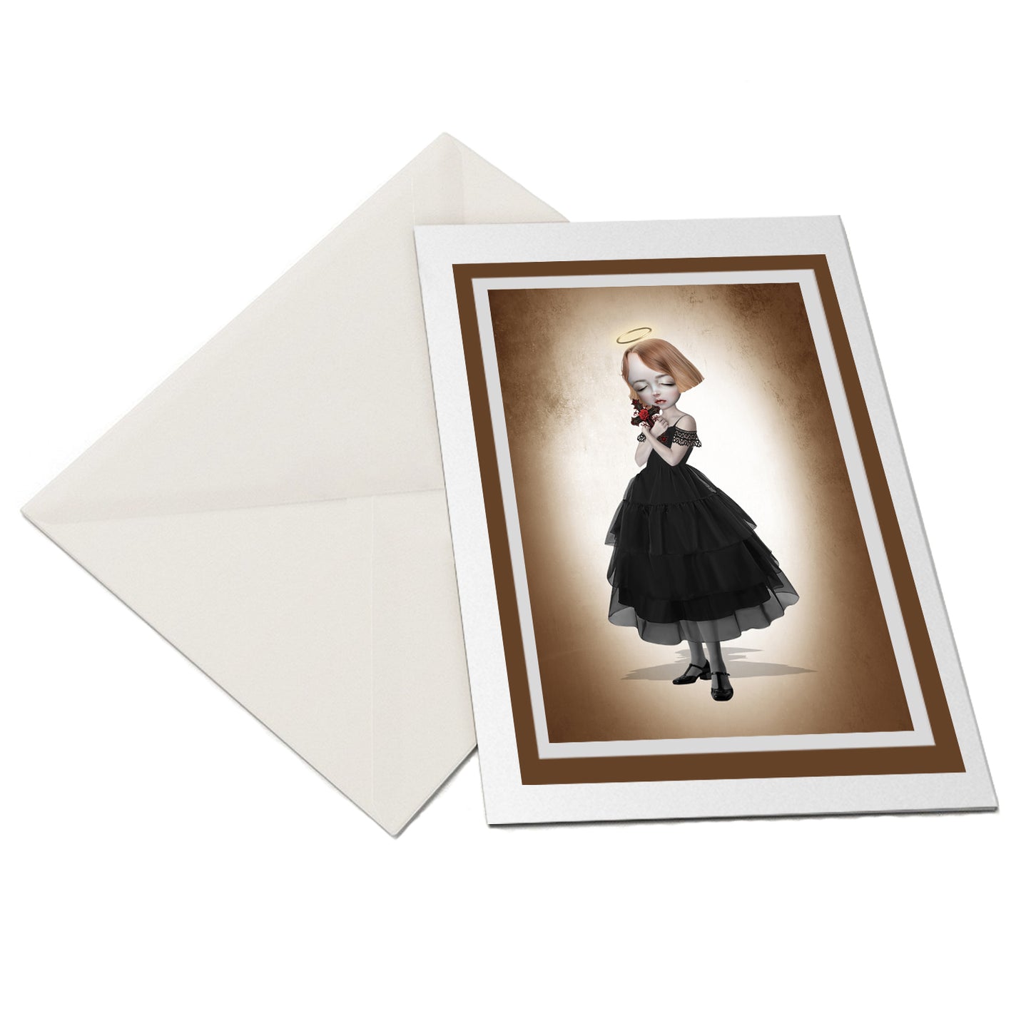 Girl & Crucifix Art Greeting Card