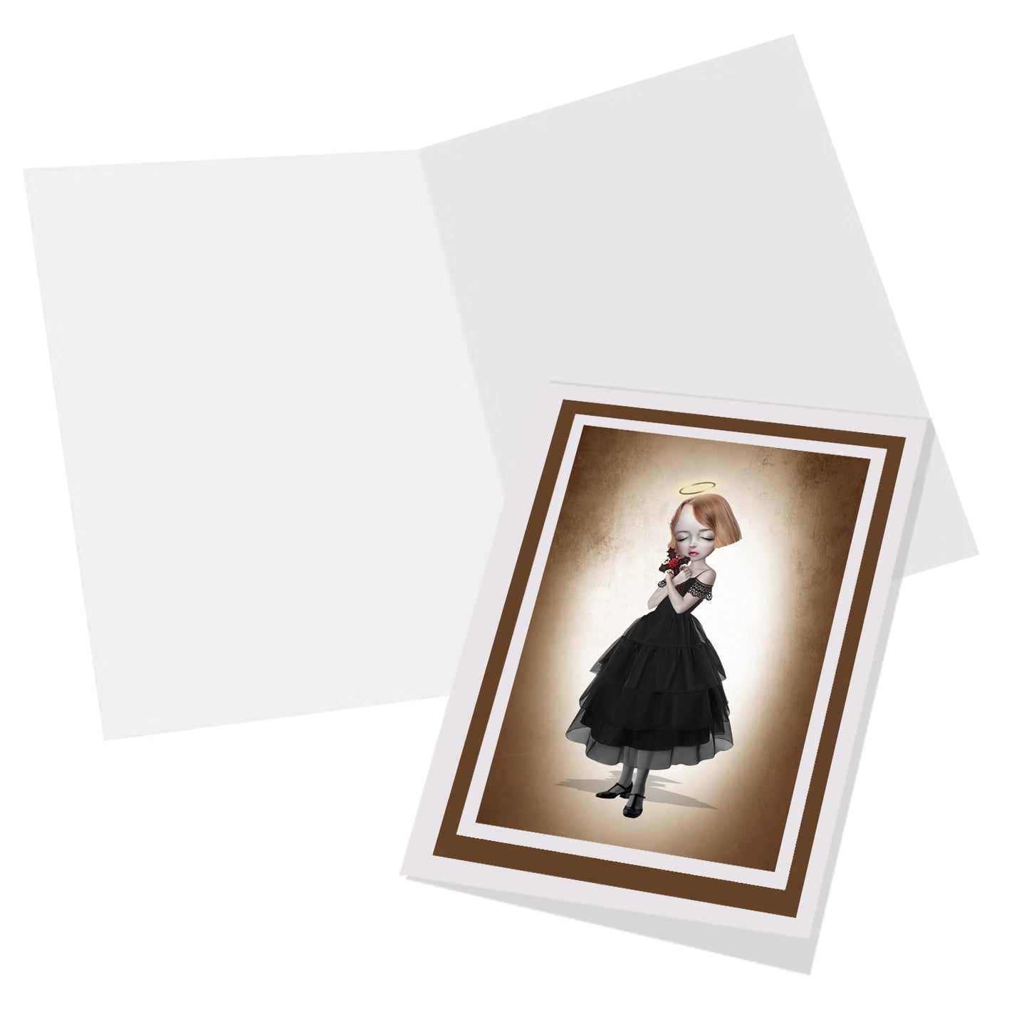 Girl & Crucifix Art Greeting Card