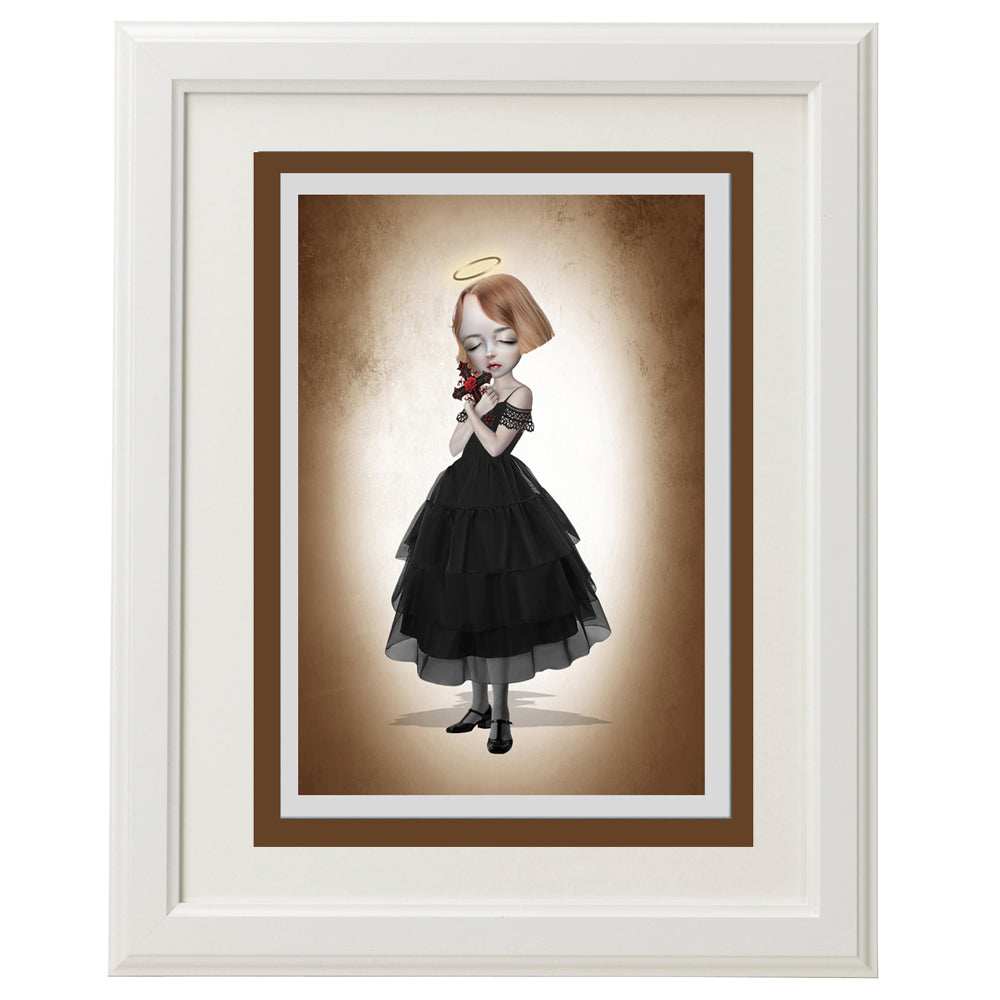 Girl & Crucifix Art Greeting Card