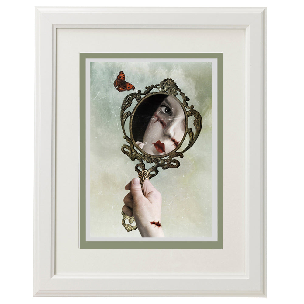 Scarred Reflection in Mirror Art Greeting Card