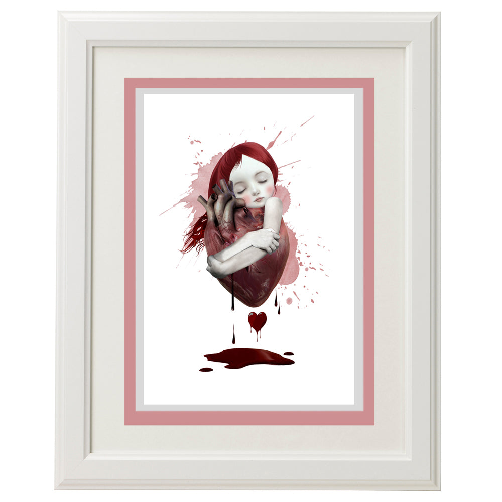Anatomical heart greeting card in frame, perfect for framing as home decor.