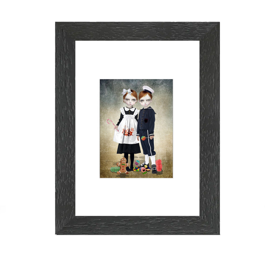 Gothic Fairytale ACEO Art, the image is of Hansel and Gretel they are the villains in my story not the witch.