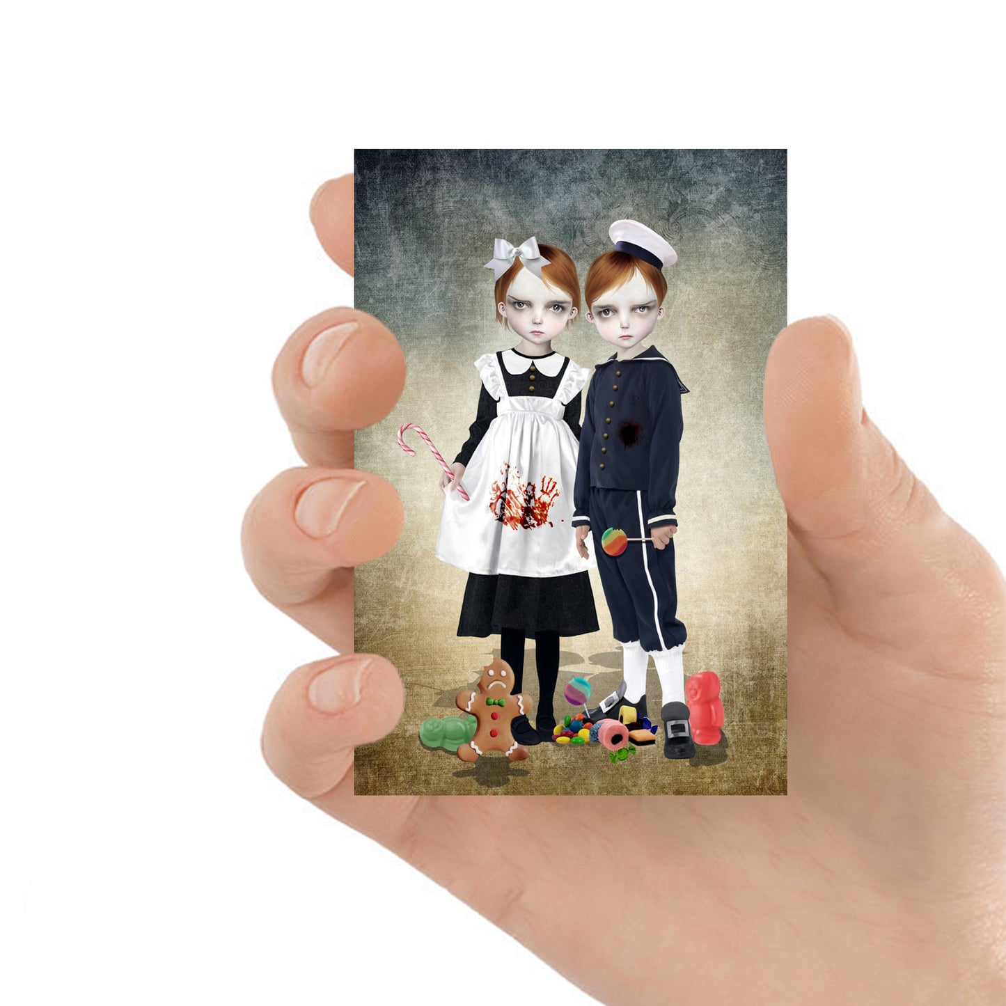 Gothic Fairy Tale ACEO, the image is of Hansel and Gretel they are the villains in my story not the witch.