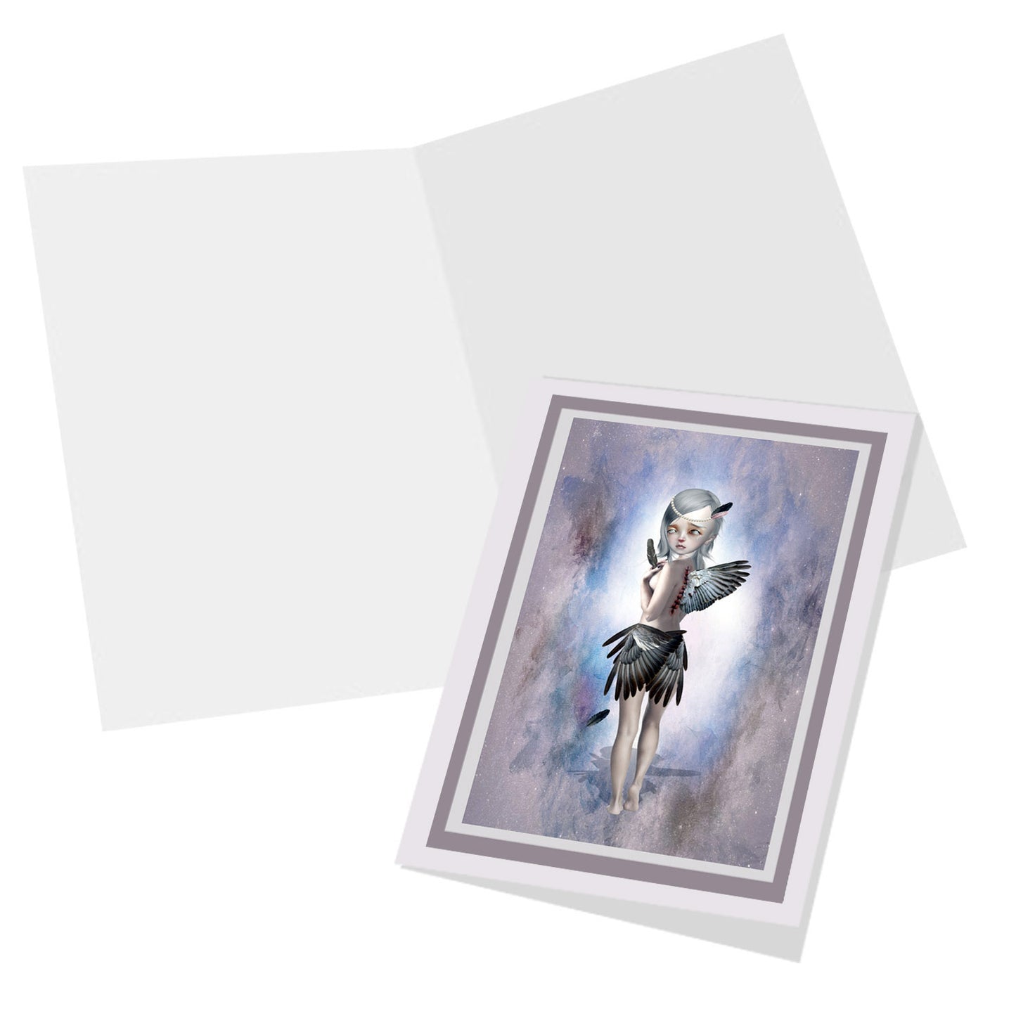 Inside view of the Broken angel greeting card, blank for your own personal message.