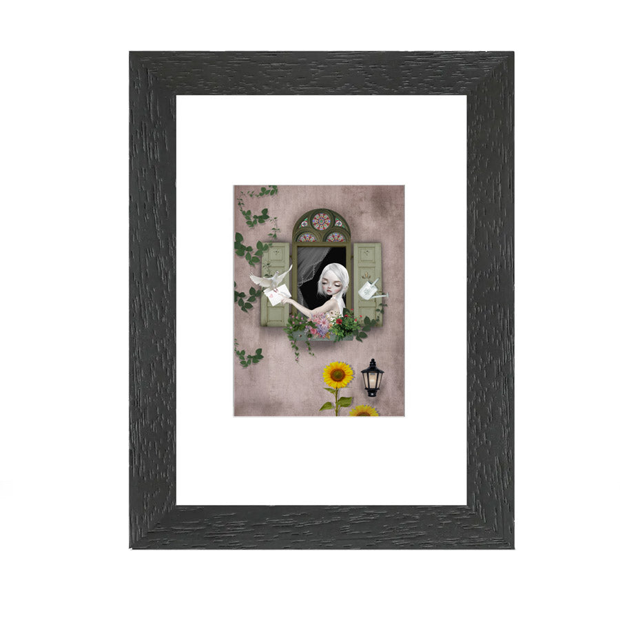 Summer Art ACEO - Whimsical Girl and Dove Collectible Artwork - Artist Trading Card - HarrietsImagination