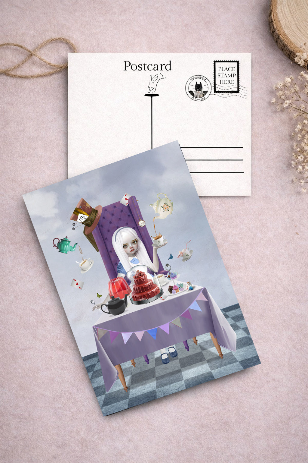 Alice mad hatters tea party art postcard from Alice in Wonderland art postcard set