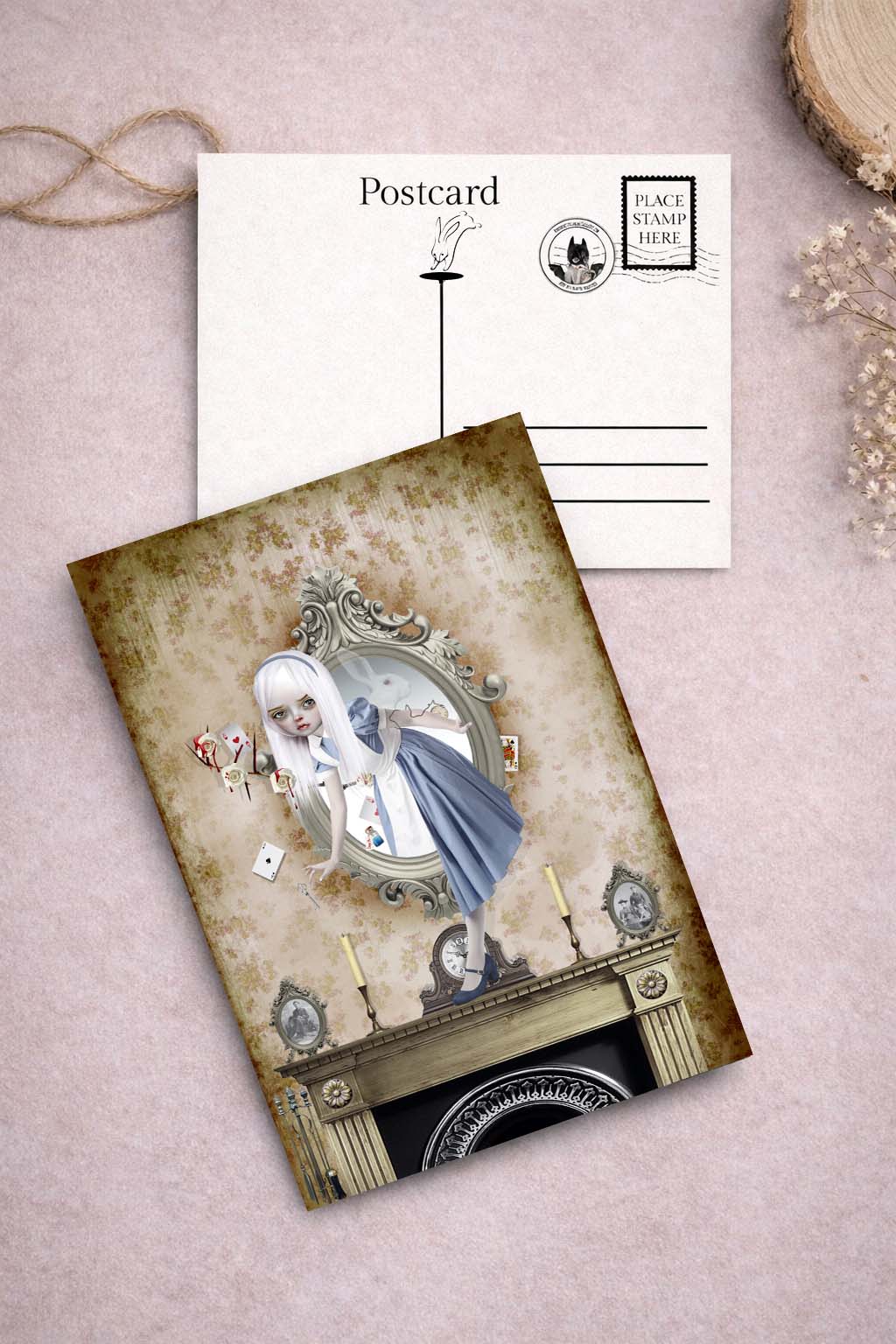 Alice through the looking glass art postcard from Alice in Wonderland art postcard set
