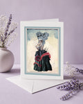 Greeting card with a nautical fantasy illustration of Amphitrite the sea goddess.