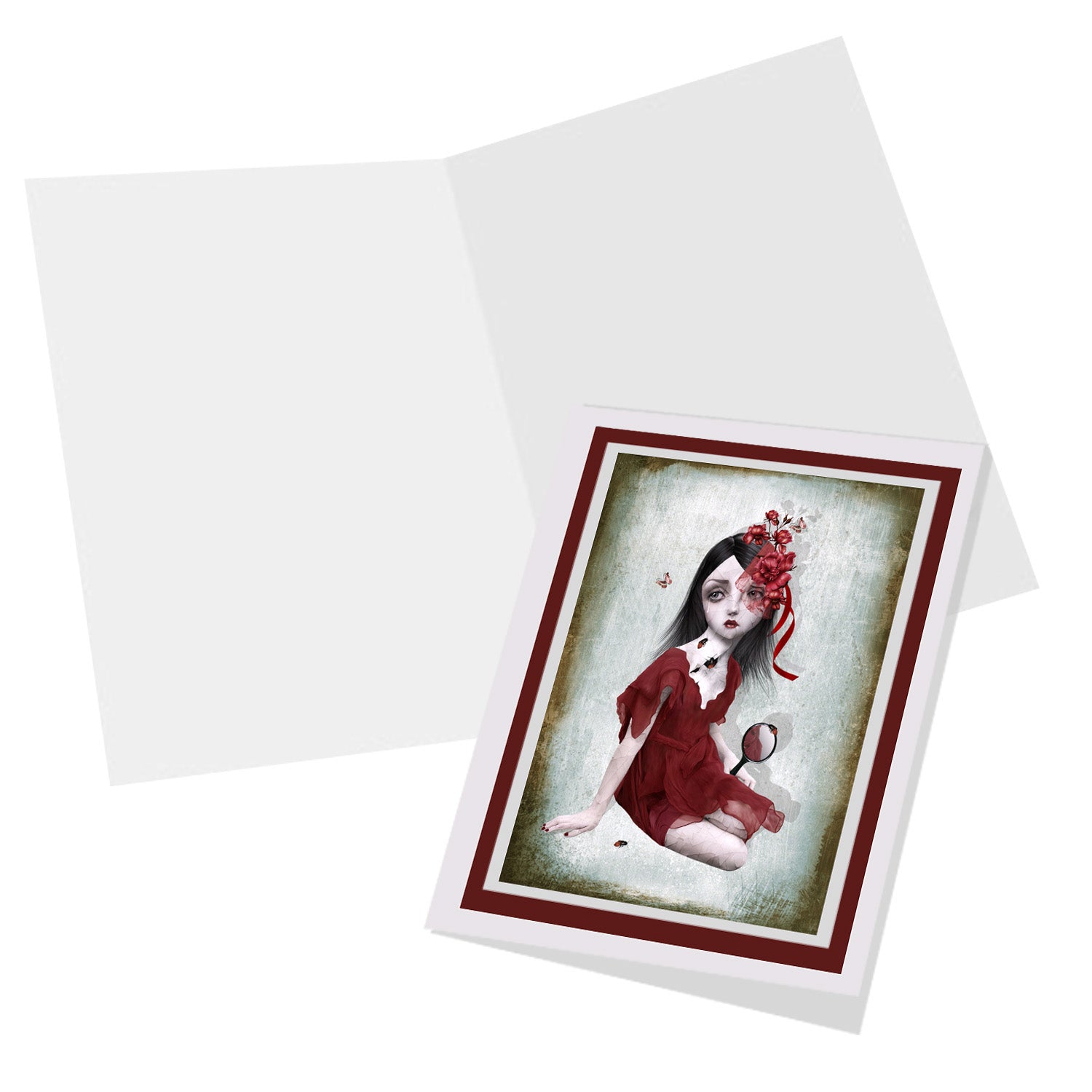 Bug Girl Art Greeting Card Blank Inside, for own personal message.