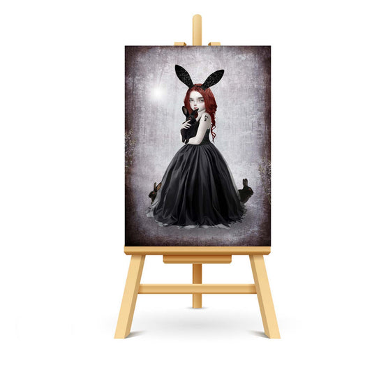 Girl And Rabbits ACEO Card - Dark Fantasy Artist Trading Card