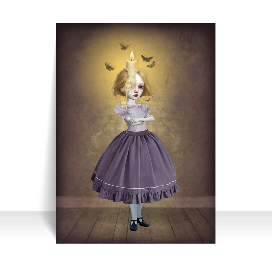 Whimsical Candle Girl ACEO card displayed on a white background.