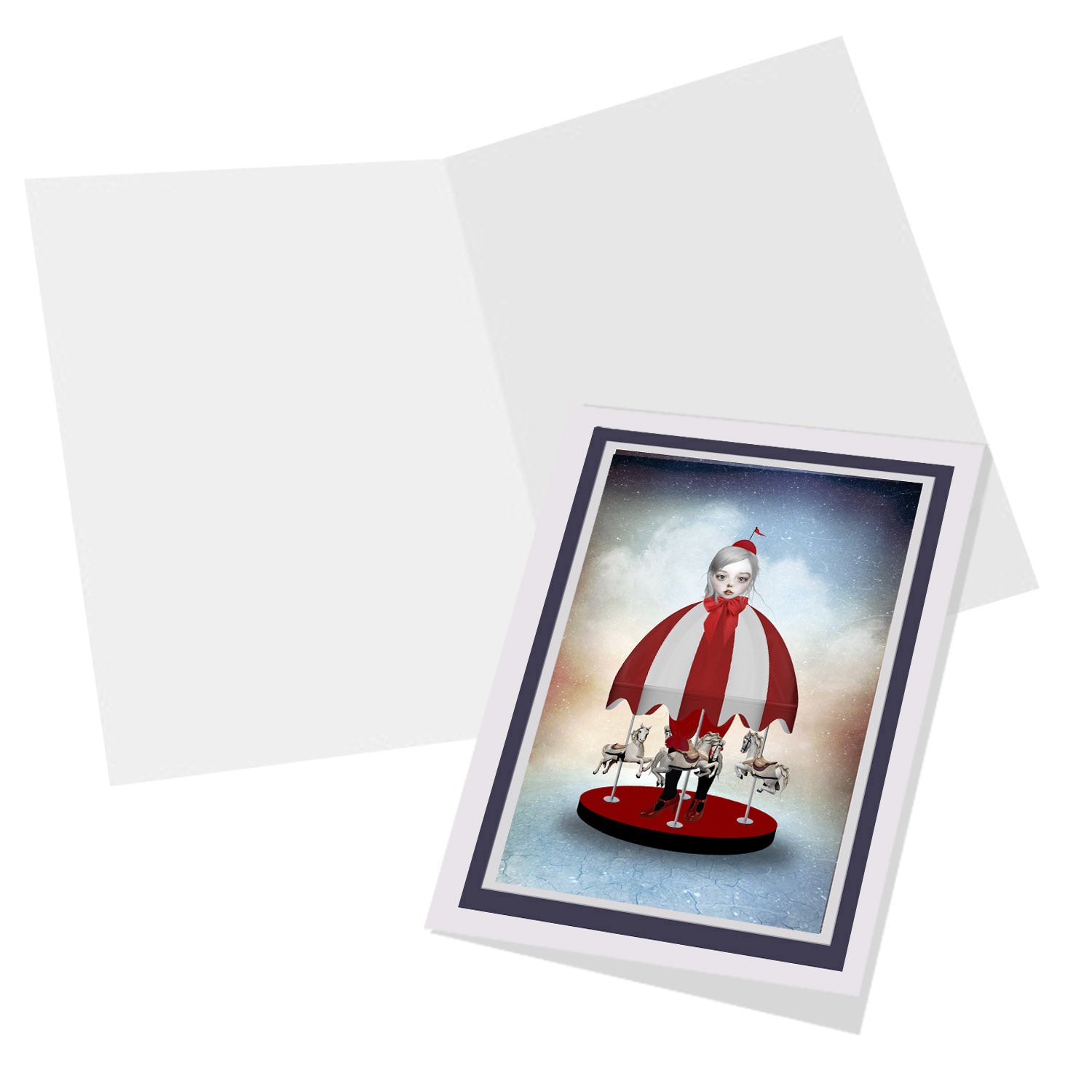 Carousel Art Greeting Card blank inside for your own personal message.