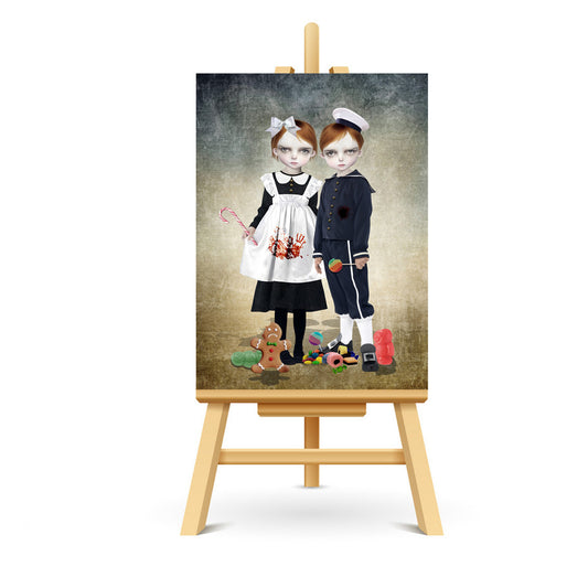 Creepy cute ACEO Art, the image is of Hansel and Gretel they are the villains in my story not the witch.
