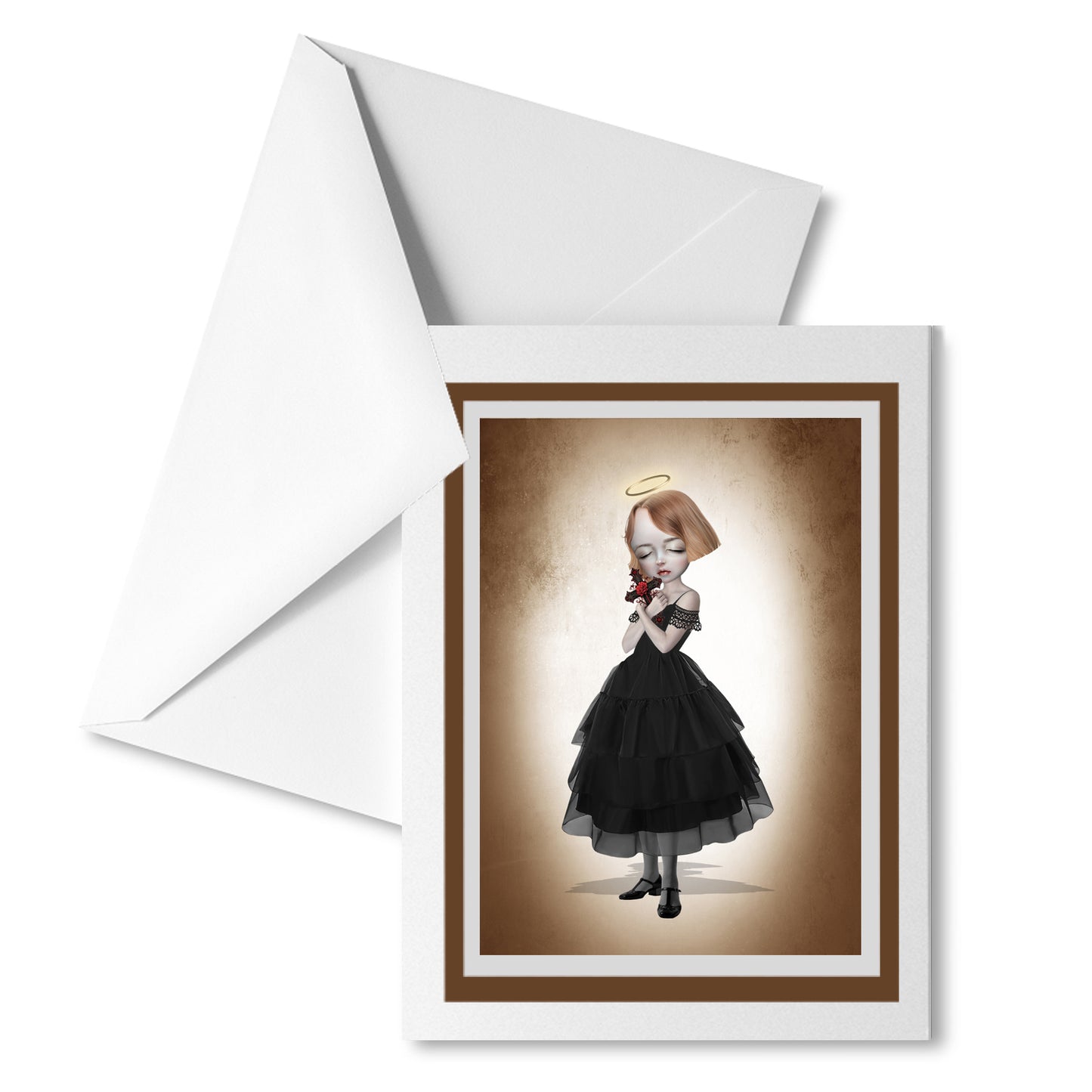 Girl & Crucifix Art Greeting Card