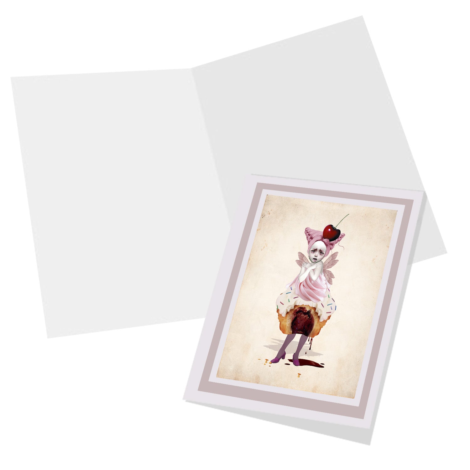 Fairy Cake Art Greeting Card - Blank Inside for your own personal message.