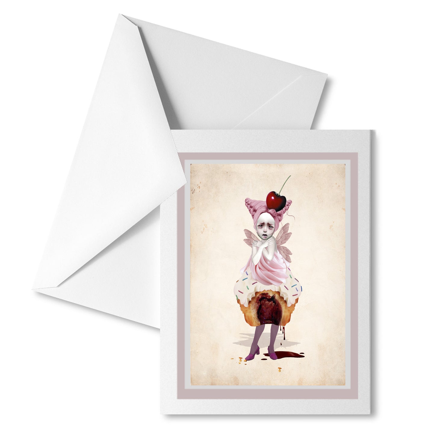 Fairy Cake Greeting Card & Envelope, Blank inside for your own personal message.