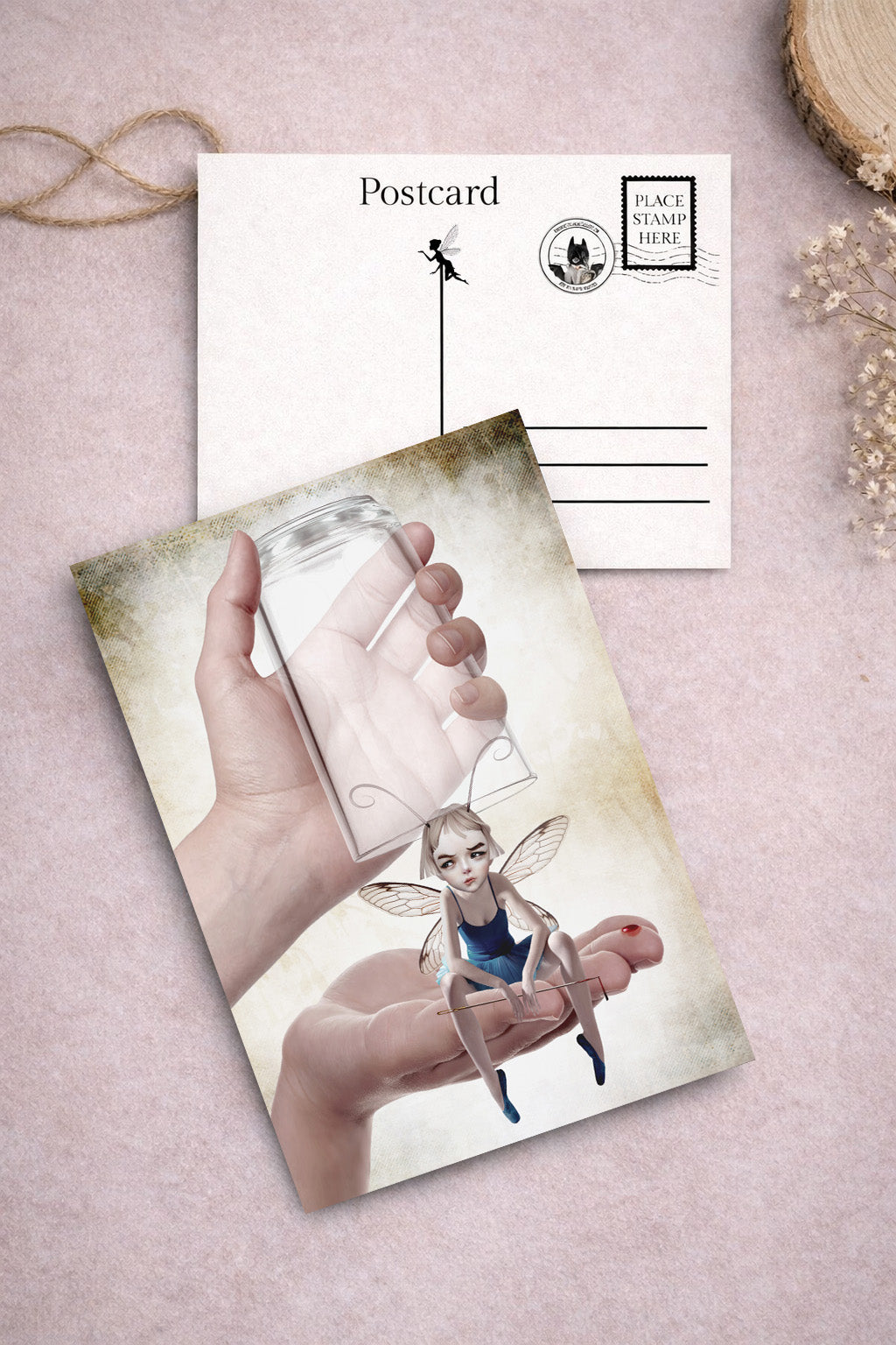 Fairy and sewing needle art postcard from Fairy art postcard set