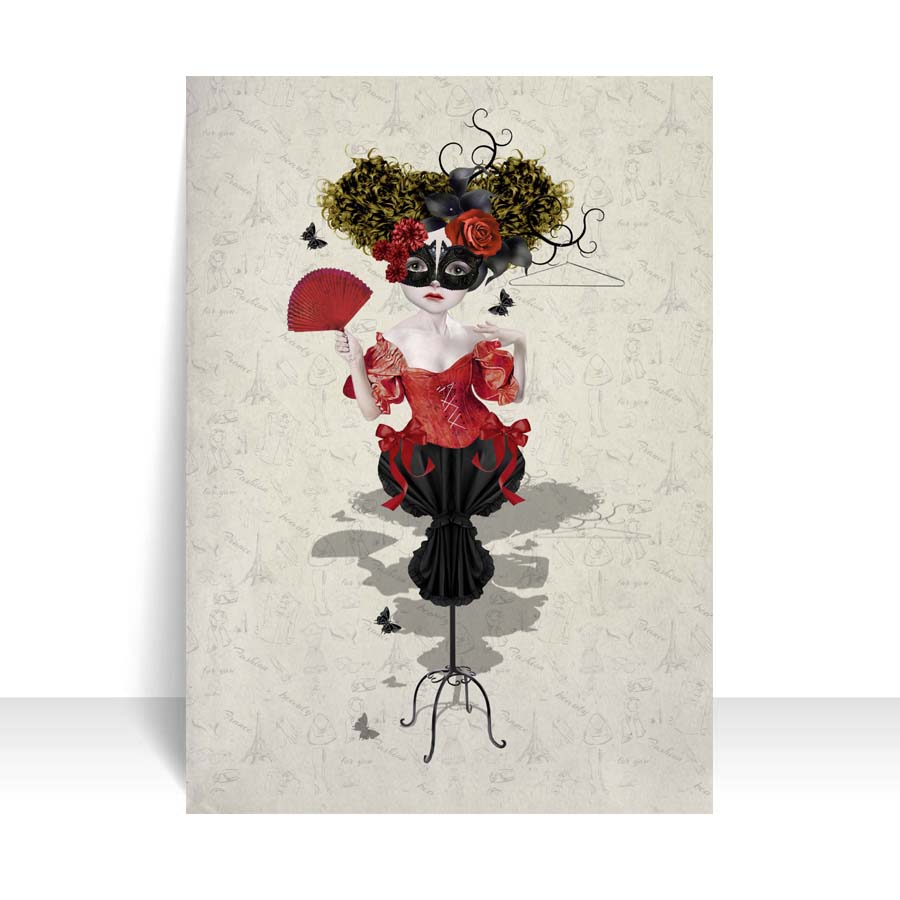 Fashion Mannequin ACEO Art Card on White Background – Quirky and Whimsical Miniature Art.