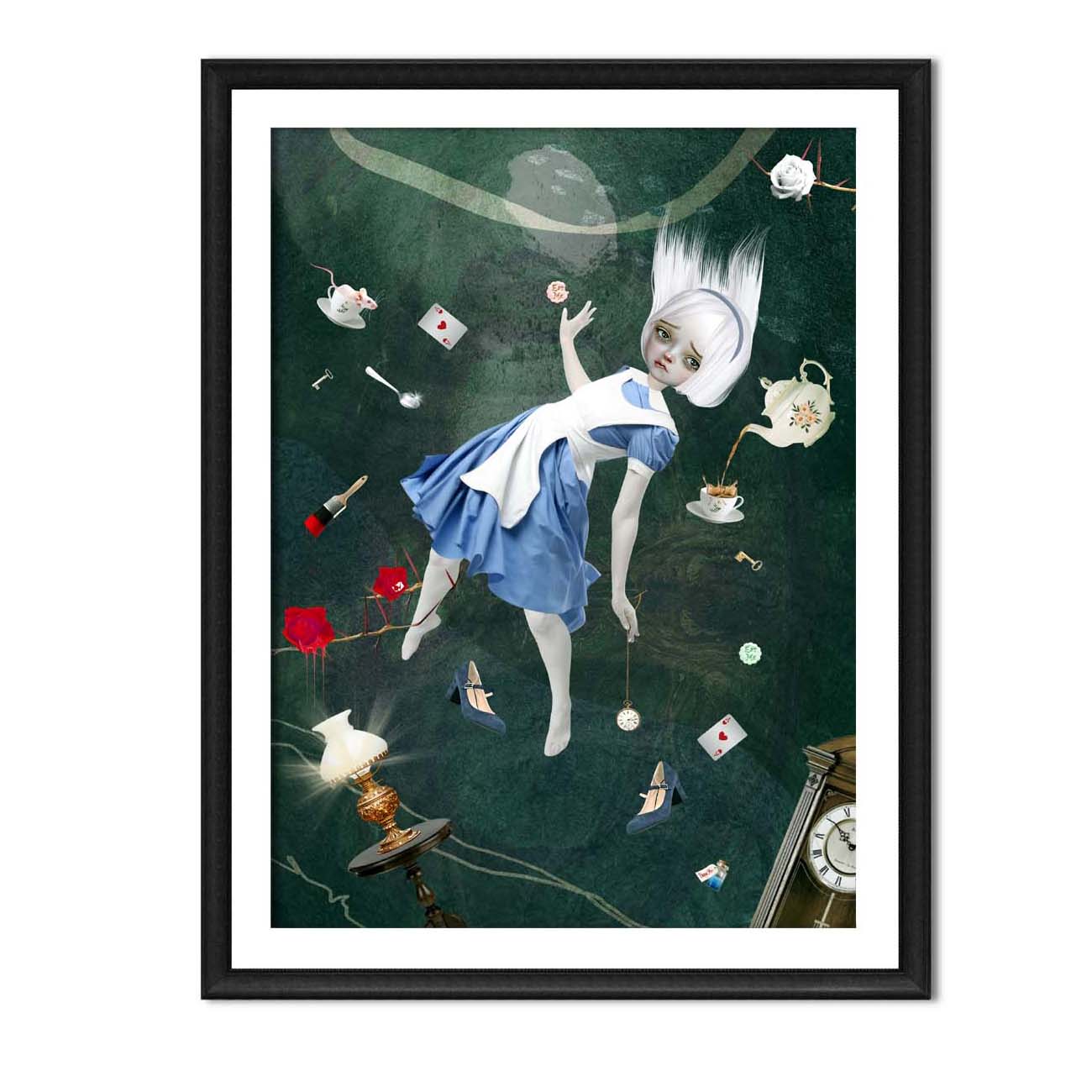 whimsical world of Alice in Wonderland with this charming art print. Follow Alice as she falls down the rabbit hole,