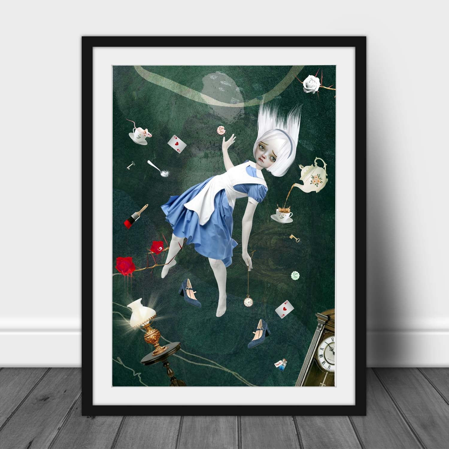 Fairytale art print -  Follow Alice as she falls down the rabbit hole to Wonderland.