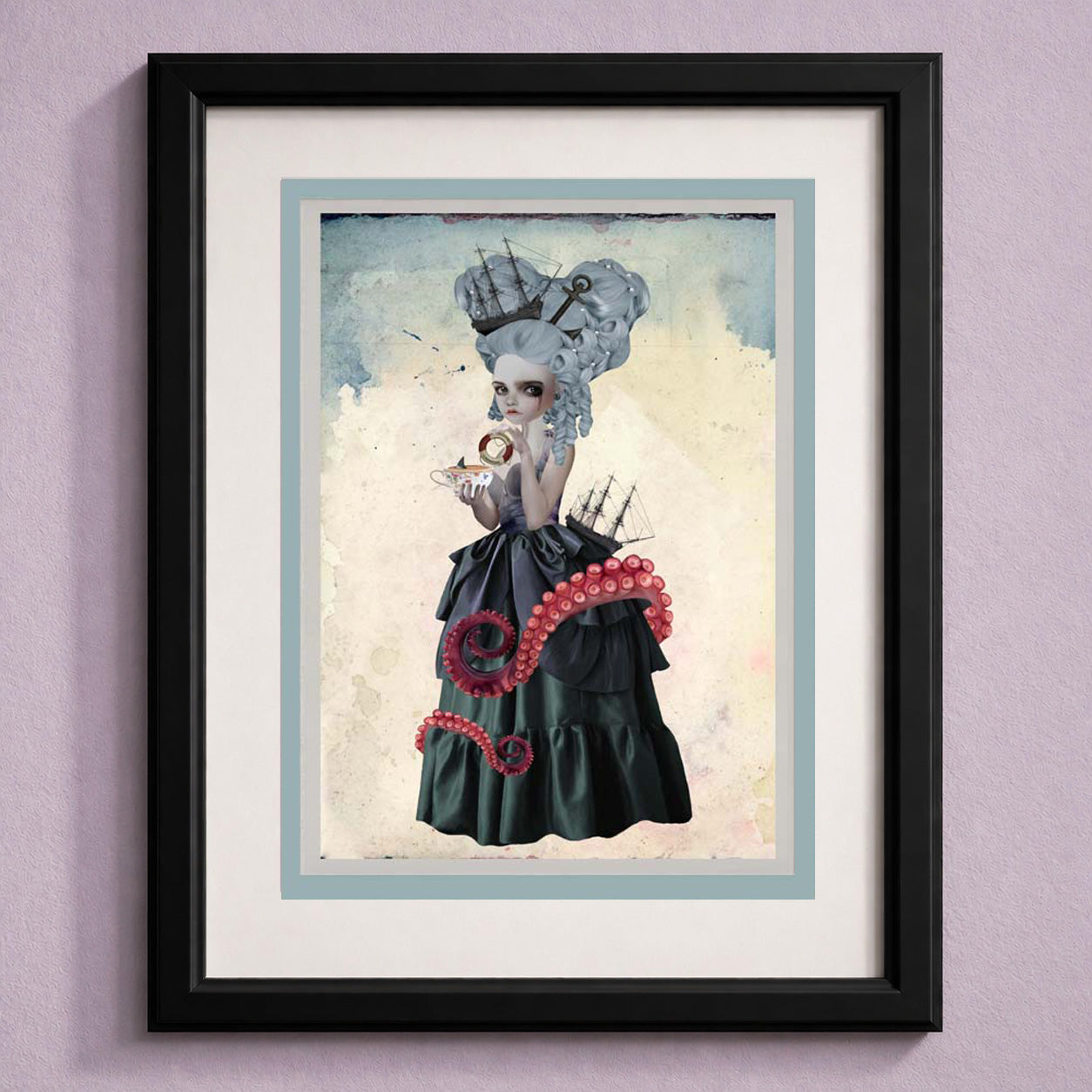 Amphitrite art greeting card framed as art decor.