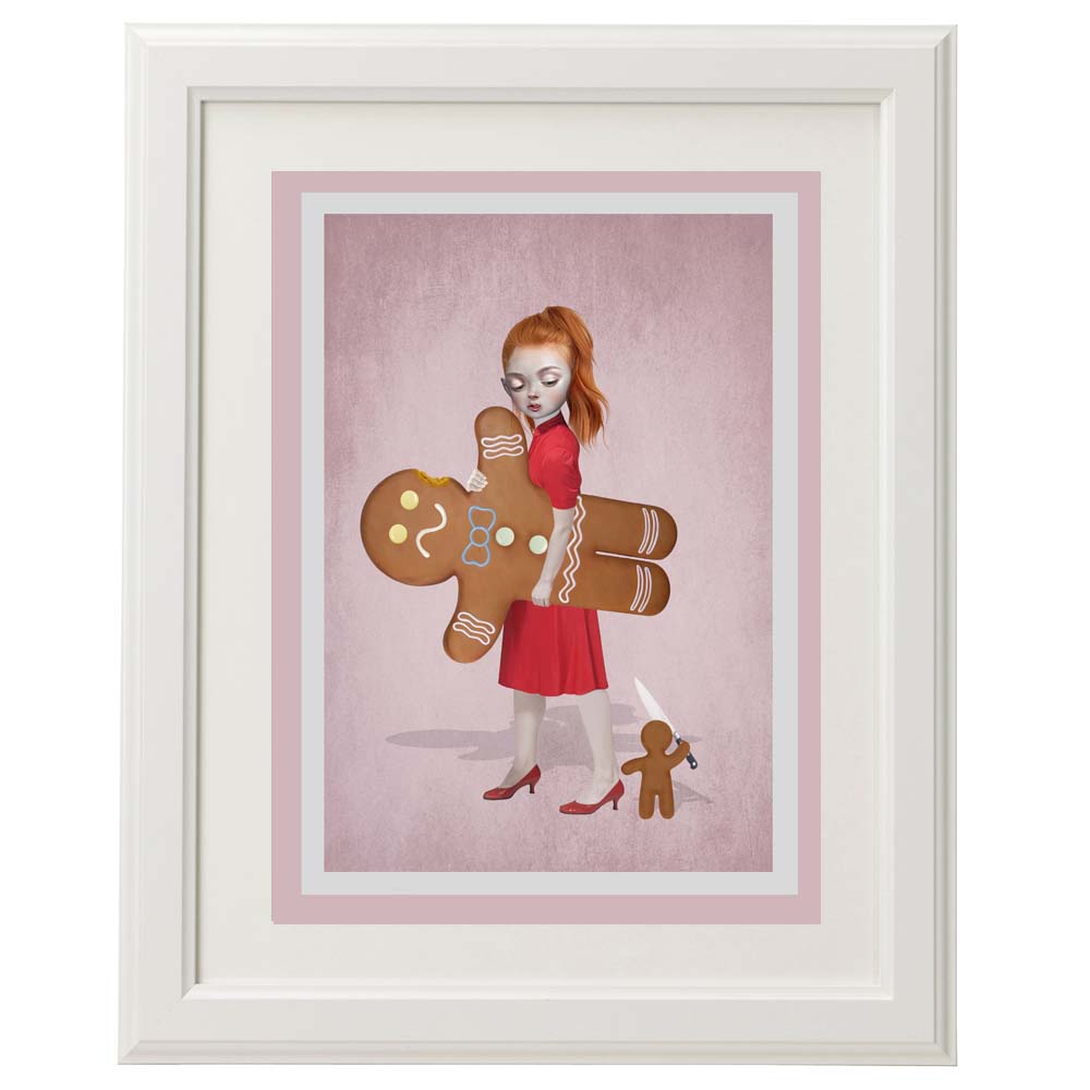Framed Gingerbread Man card – a unique, quirky art piece for home décor.