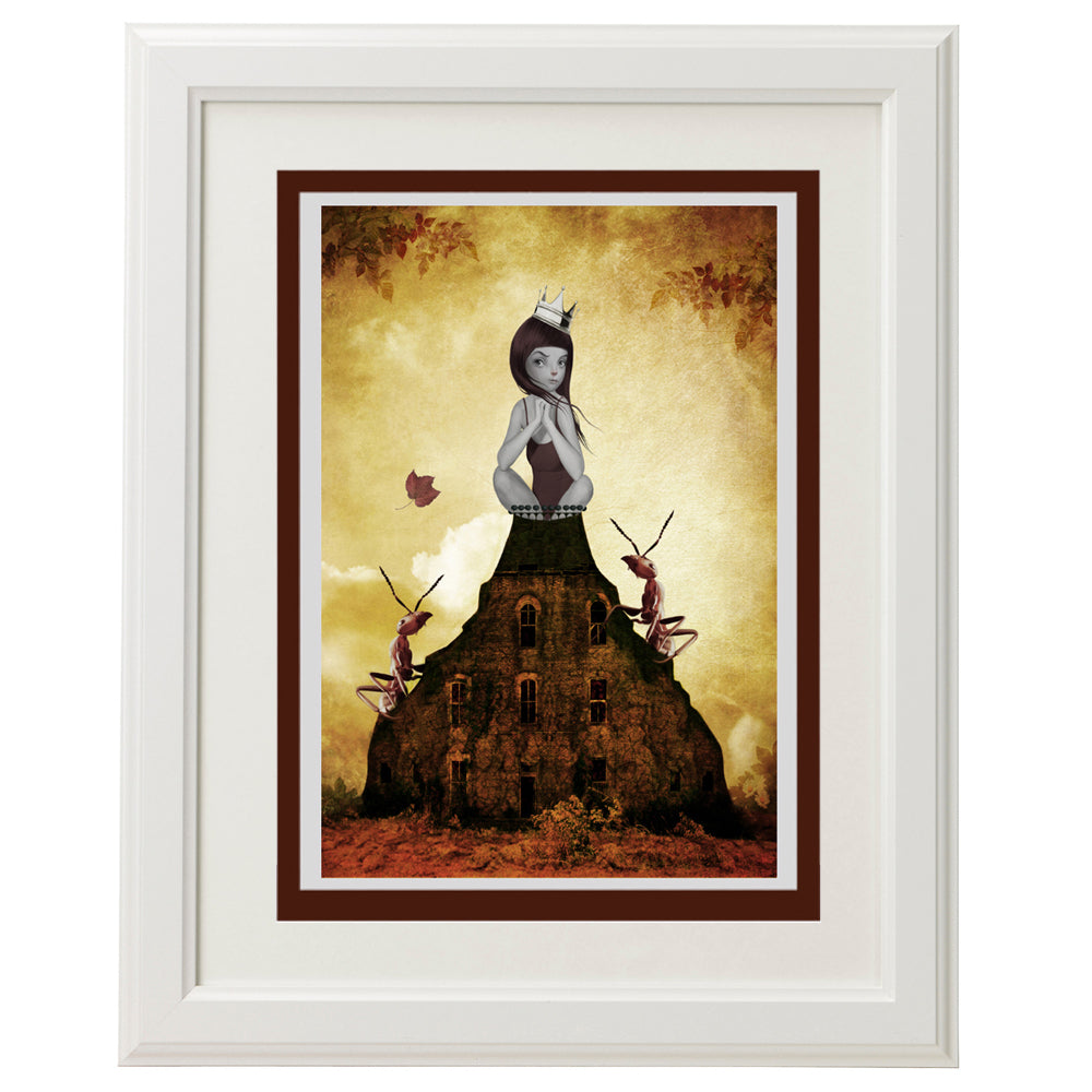 Girl And Red Ants Art Greeting Card perfect for framing as home decor.