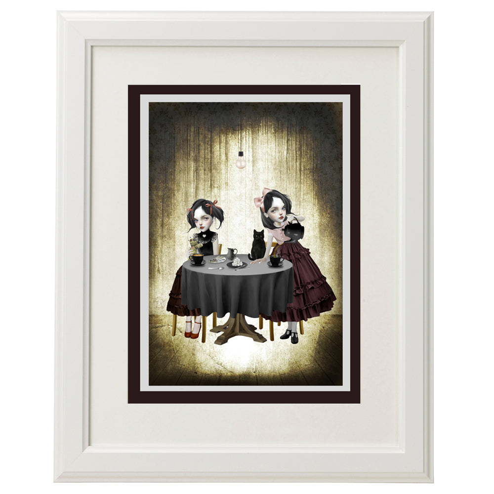 Gothic Tea Party Art Greeting Card. Perfect for framing as home decor.