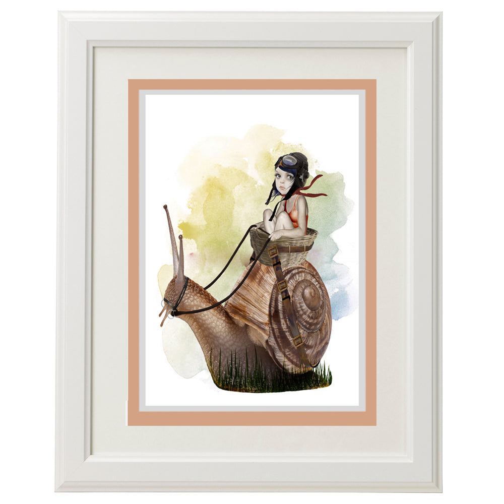 Surreal Garden Snail Greeting Card. Perfect for framing as home decor.