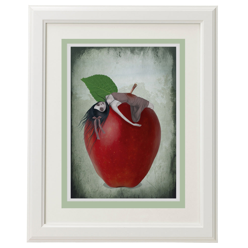 Surreal Red Apple Art Greeting Card. Perfect for framing as home decor.