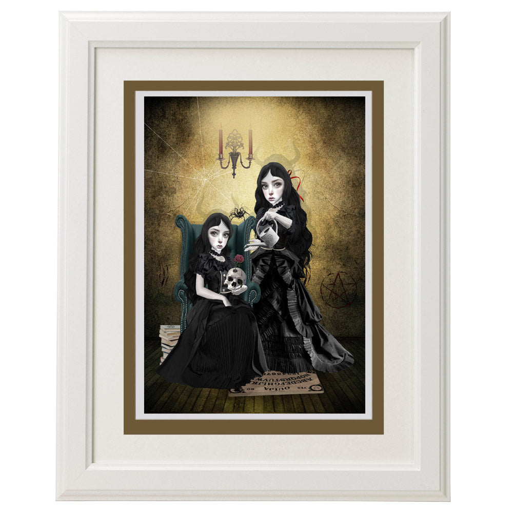 Framed The Witching Hour card – a unique, dark art piece for home décor.