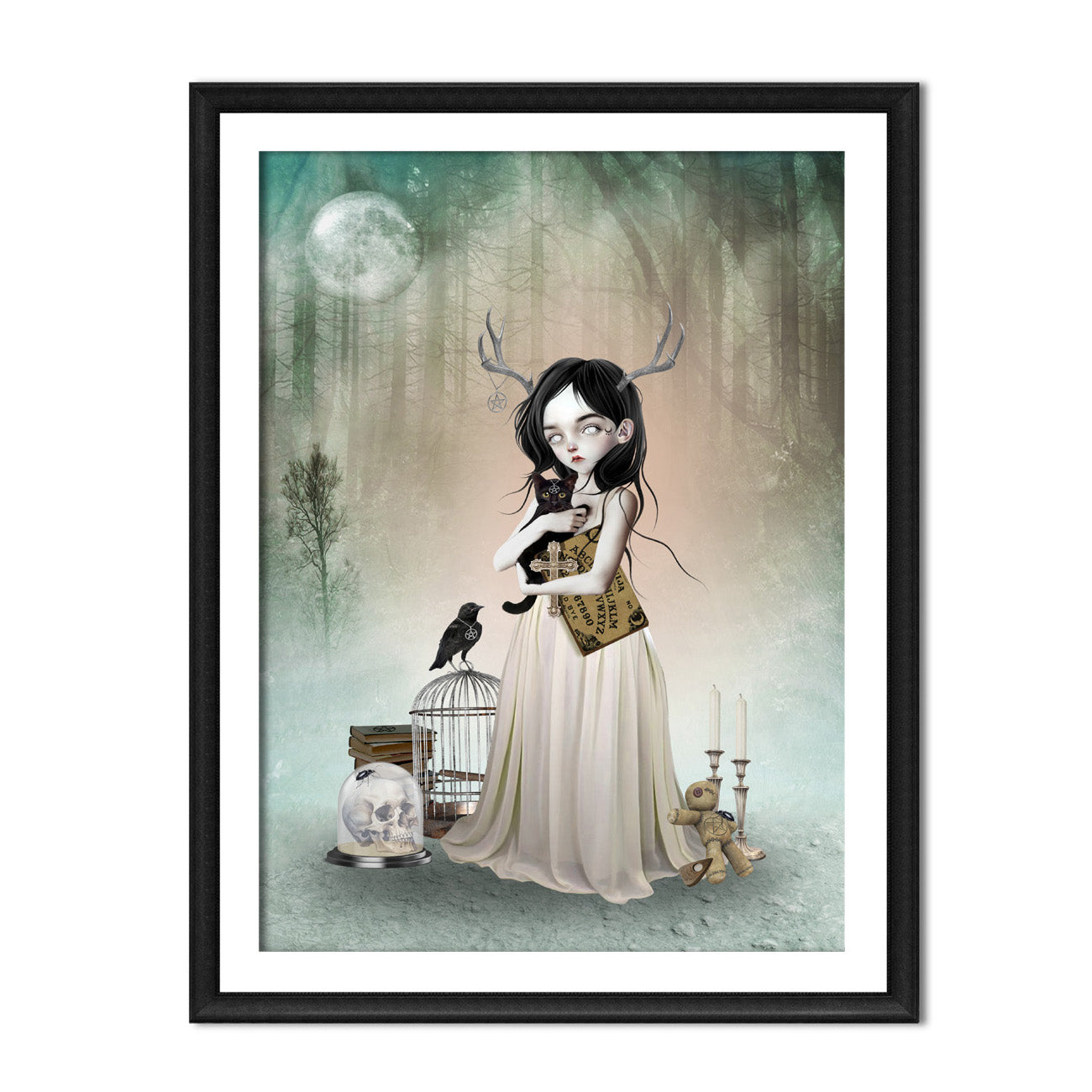 Framed Woodland Oracle Art Print on a white background.