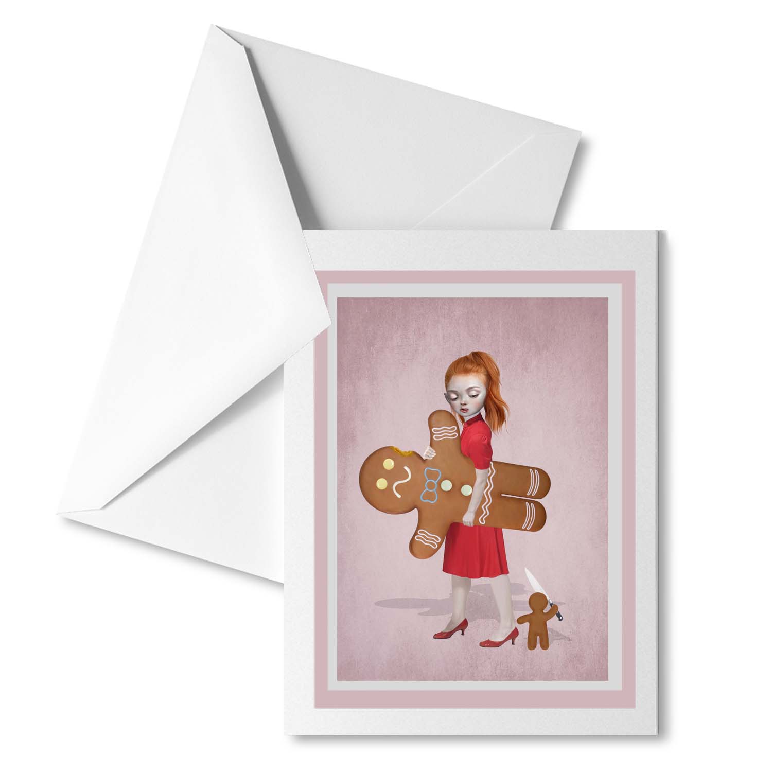 Gingerbread Man greeting card with matching envelope, perfect for sending a Quirky, whimsical message.