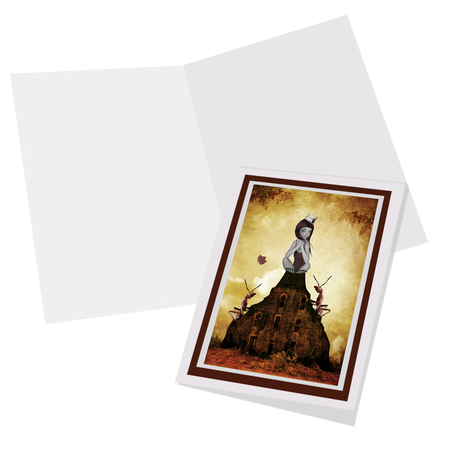 Girl And Red Ants Greeting Card, inside blank for your own personal message. 