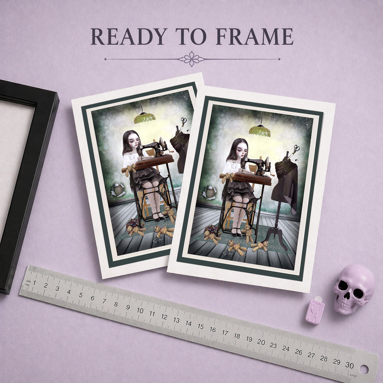 Ready to frame Girl & Voodoo Dolls Art Greeting Card