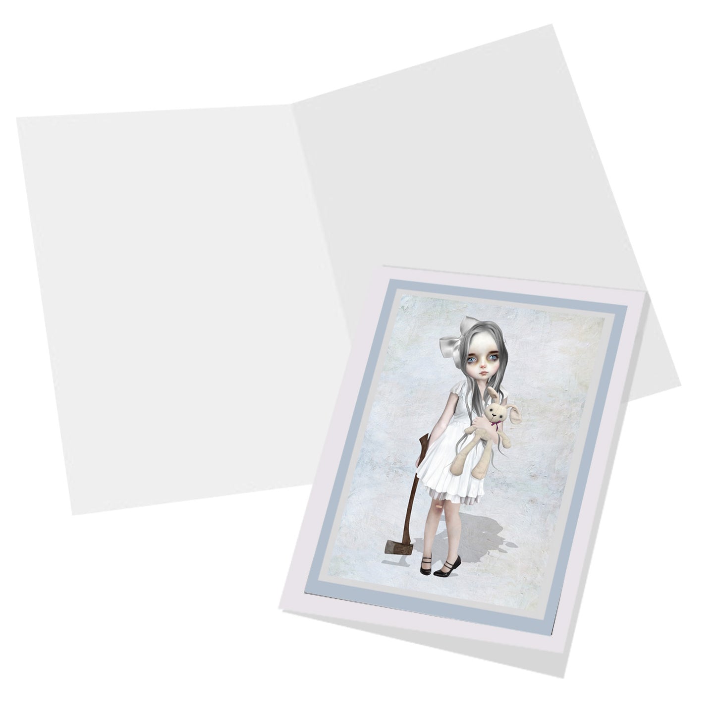 Inside view of the Goth Girl with axe greeting card, blank for your own personal message.