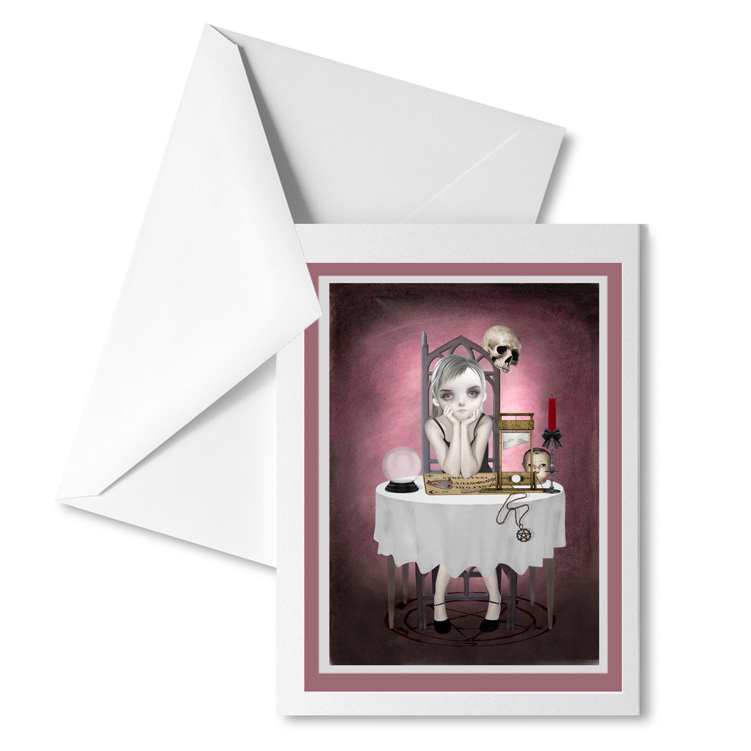 Goth Girl with ouija board Greeting Card with Envelope – Dark Art Card