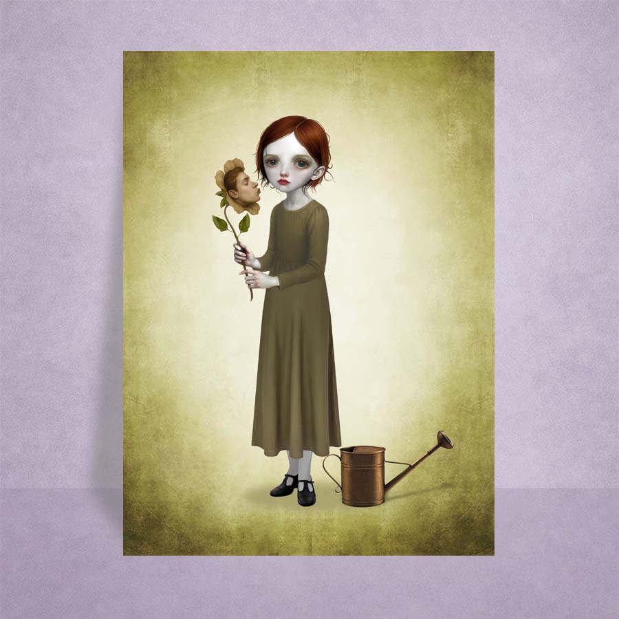 Goth floral ACEO Card displayed on a lilac background.