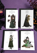 Gothic Halloween Greeting Card Set of 4 with black envelopes and dark artwork