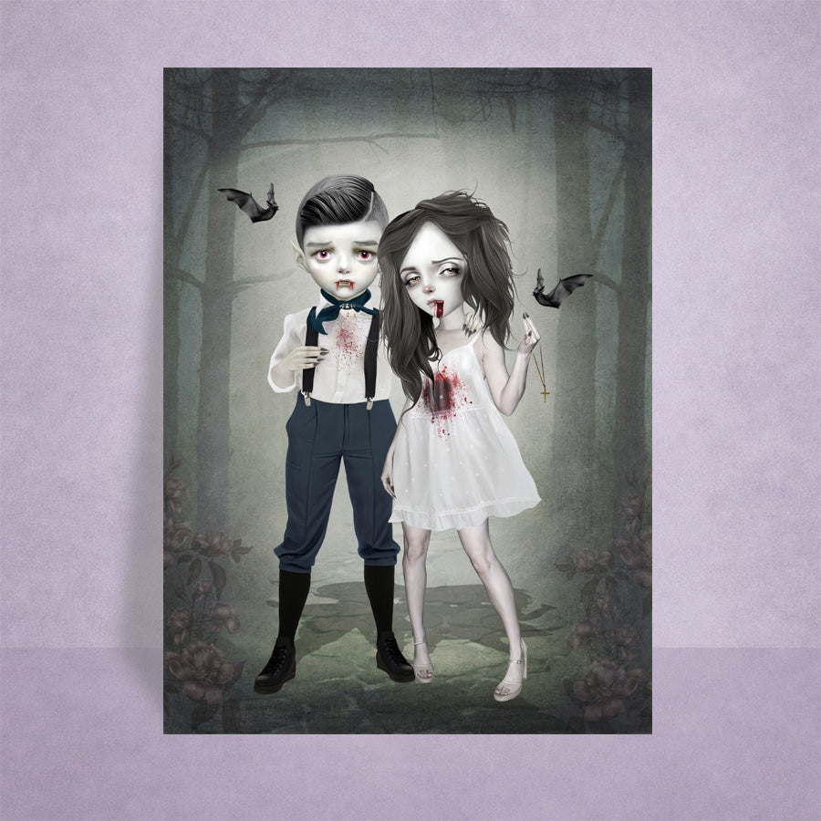 Gothic Vampire Couple ACEO art card