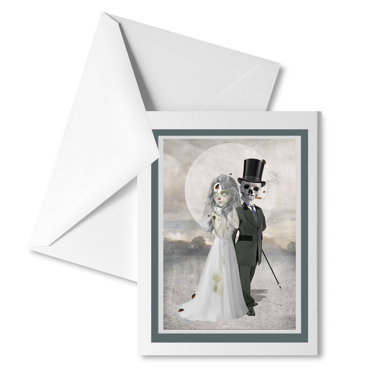 Gothic Wedding Card with matching envelope, perfect for sending a gothic, whimsical message.