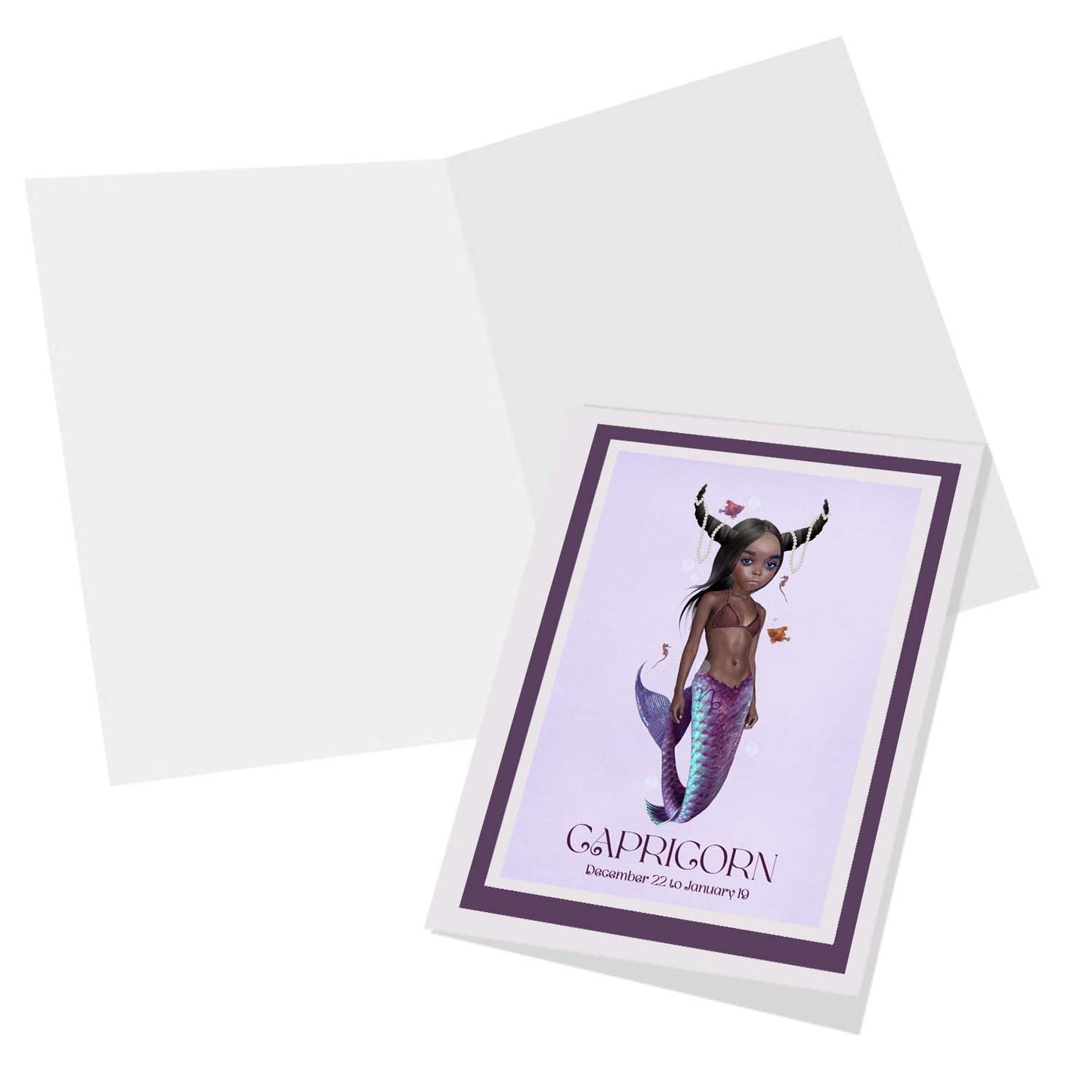 Inside view of the Capricorn Girl  greeting card, blank for your own personal message.