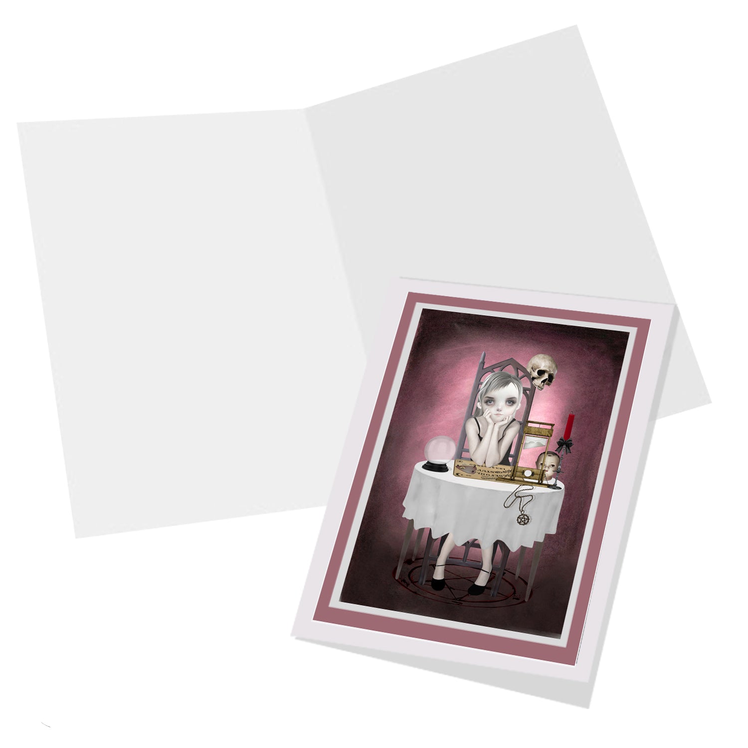Inside View of Goth Girl with ouija board Greeting Card – Blank for Your Own Personal Message