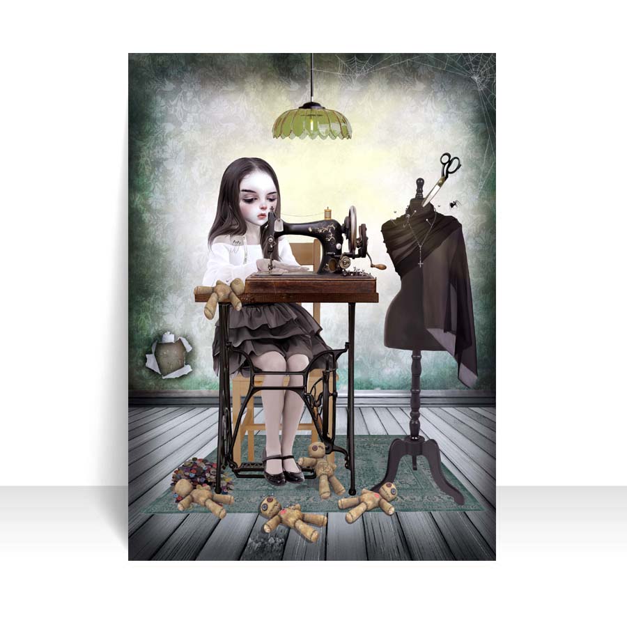 ACEO Artist Trading Card - Voodoo Doll Print - Gothic Collectible Miniature Art - HarrietsImagination