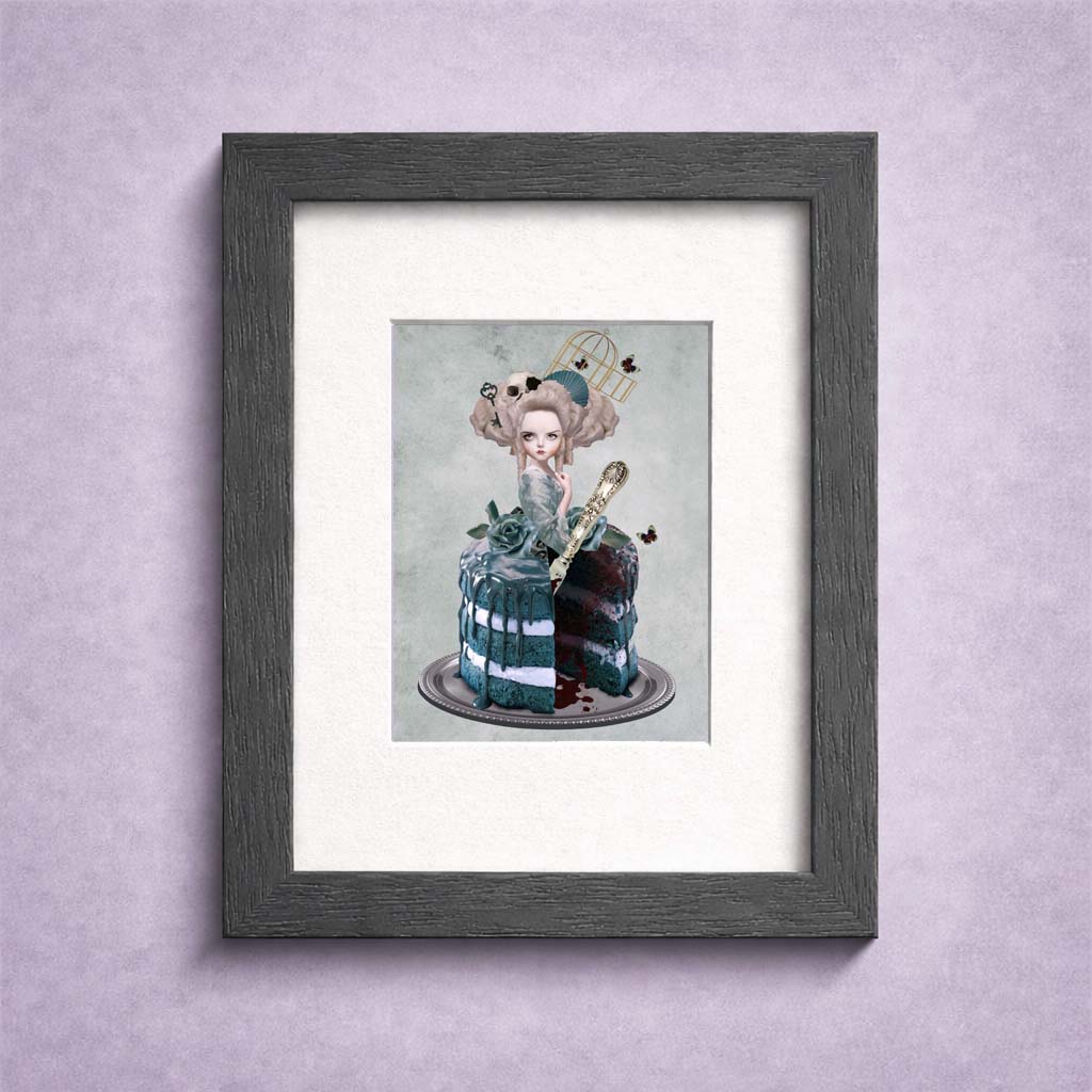 Marie Antoinette ACEO Art Card Framed for display.