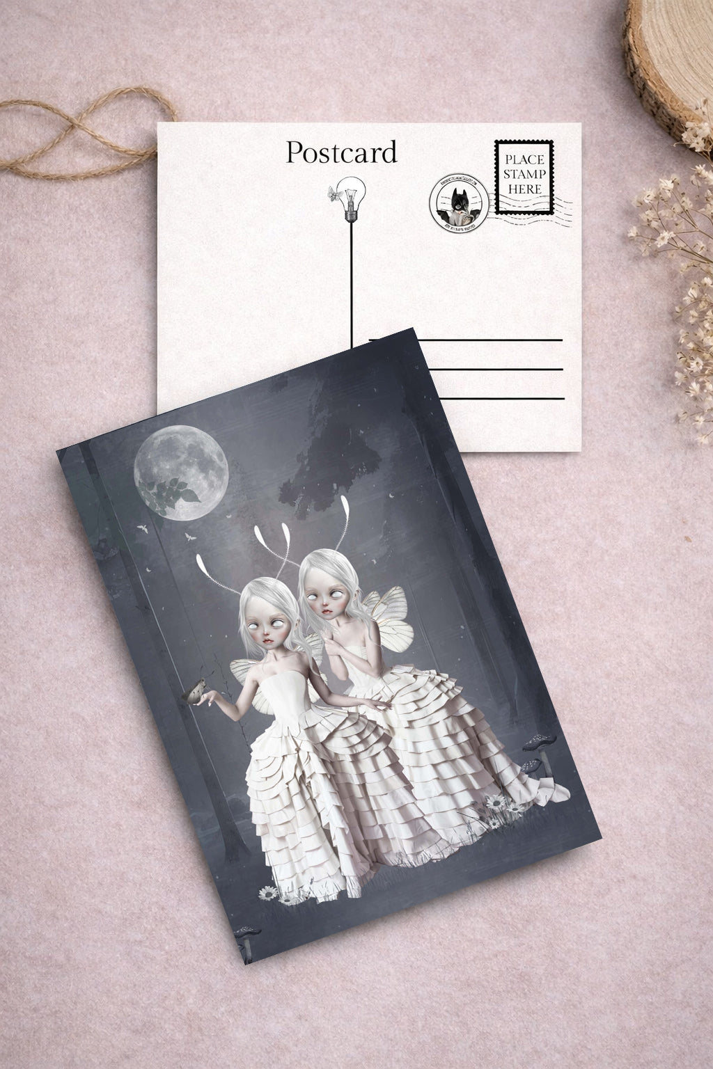Moth girls and moth art postcard from moth girl postcard set.