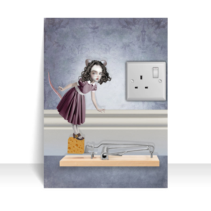 ACEO card of a mouse girl on a white background.