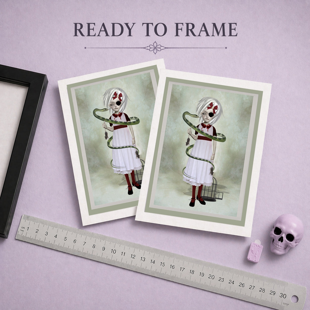 Ready to frame Sake girl art greeting card.