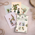 Set of 4 x quirky botanical postcards, 