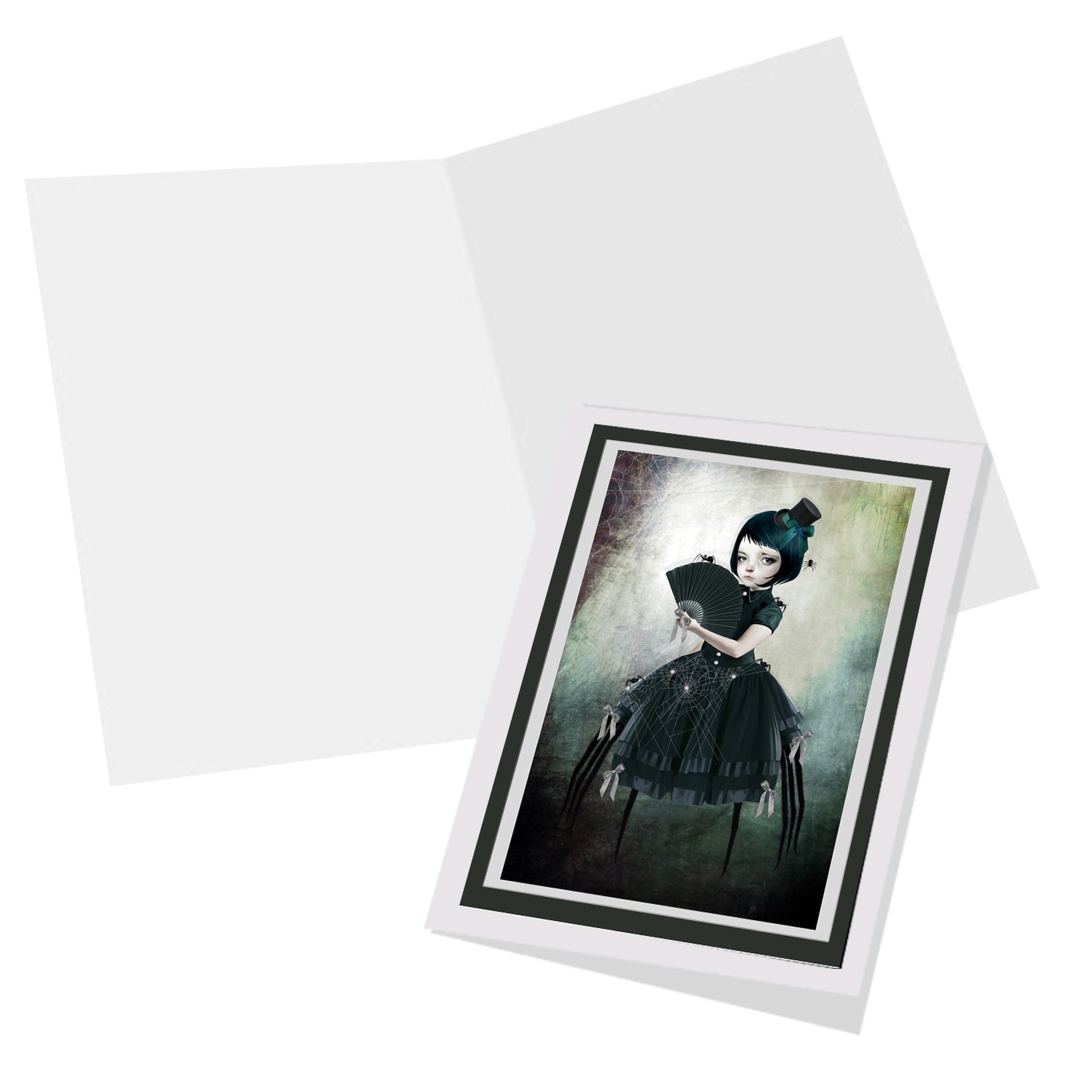 Spider girl art greeting card inside blank, for your own personal message.